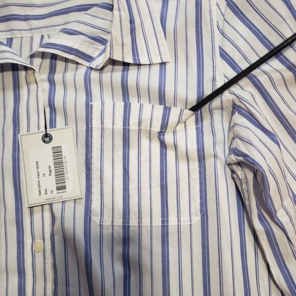 Untuckit Women’s Size 14 Blue Striped Button-Down Shirt – Casual Stretch Cotton - Picture 7 of 7